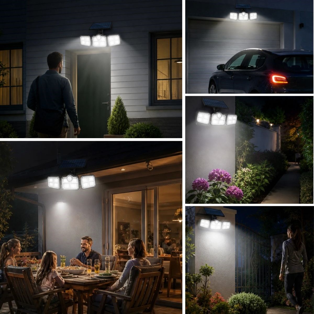 BUFFER® 3’lü 122 LEDLİ Güneş Enerjili Hareket Sensörlü Aydınlatma, Dış Mekan Duvar ve Bahçe Lambası Solar LED