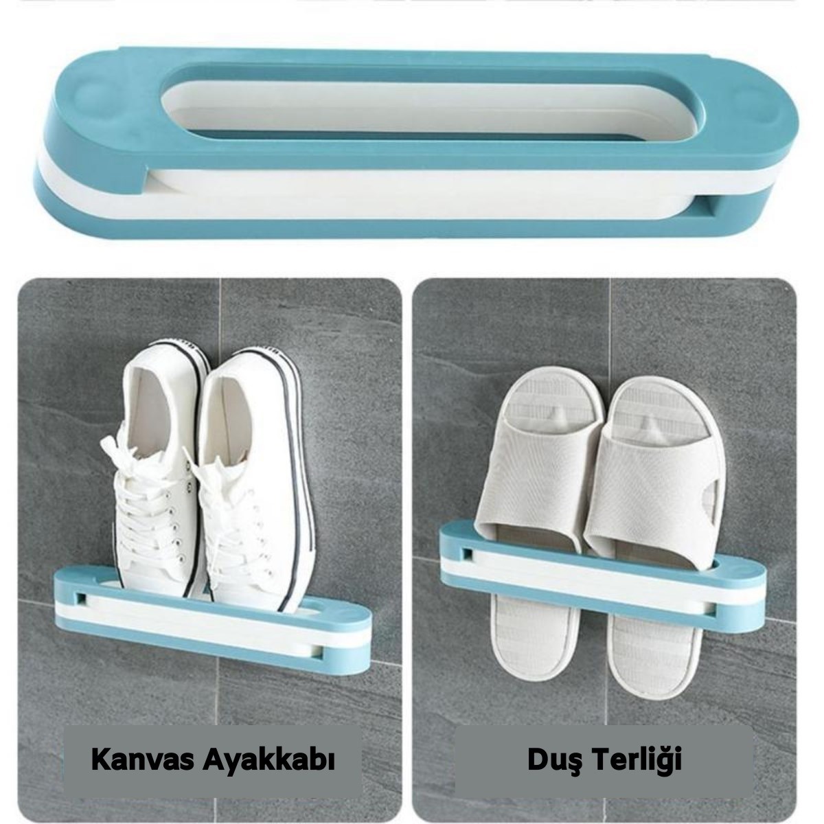 BUFFER® Plastik Banyo Terlik Ve Havlu Tutucu Portatif Pratik  Kapı Arkası Duvara Yapıştırmalı  Ayakk