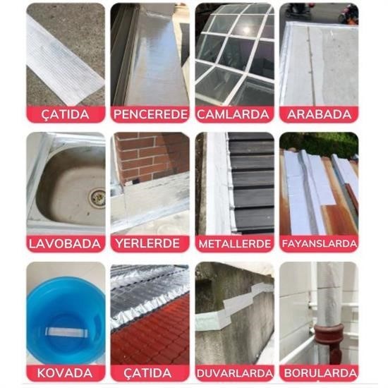 Buffer Yüksek Sıcaklık Dayanan Su Geçirmez Çatı Boru Duvar Çatlak Yapışkan Çamur Bant Folyo 5 mt x 10 cm