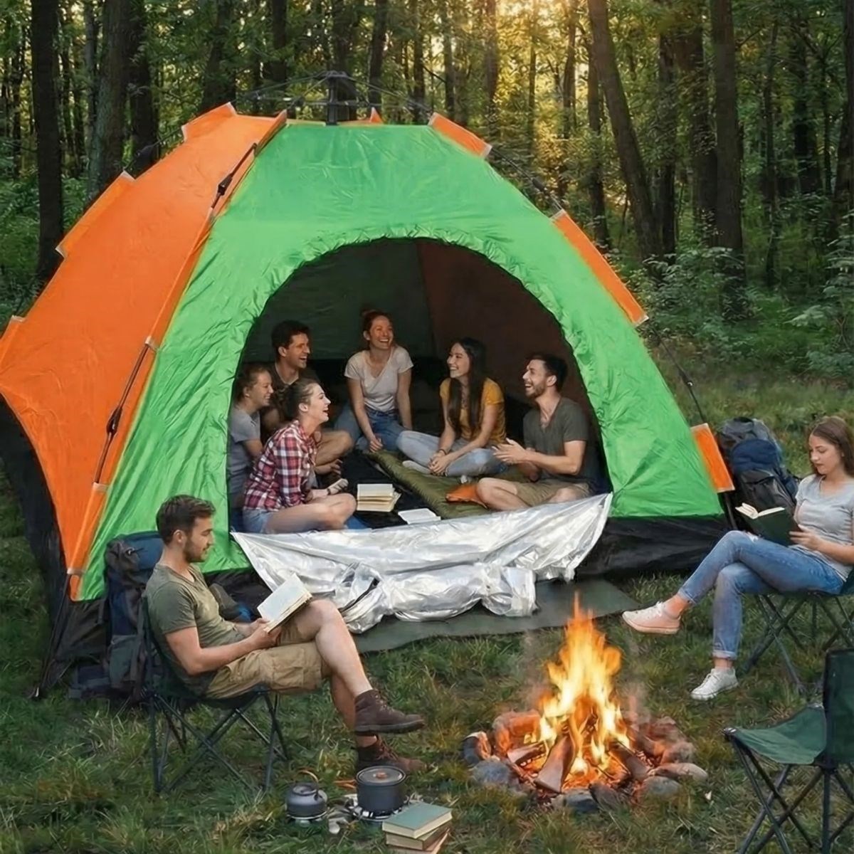 BUFFER® 8 Kişilik Otomatik Kurulum Kamp Çadırı – Outdoor , Suya Dayanıklı Hızlı Kurulum Piknik ve Doğa İçin Geniş Aile Çadırı 250x250x165 cm