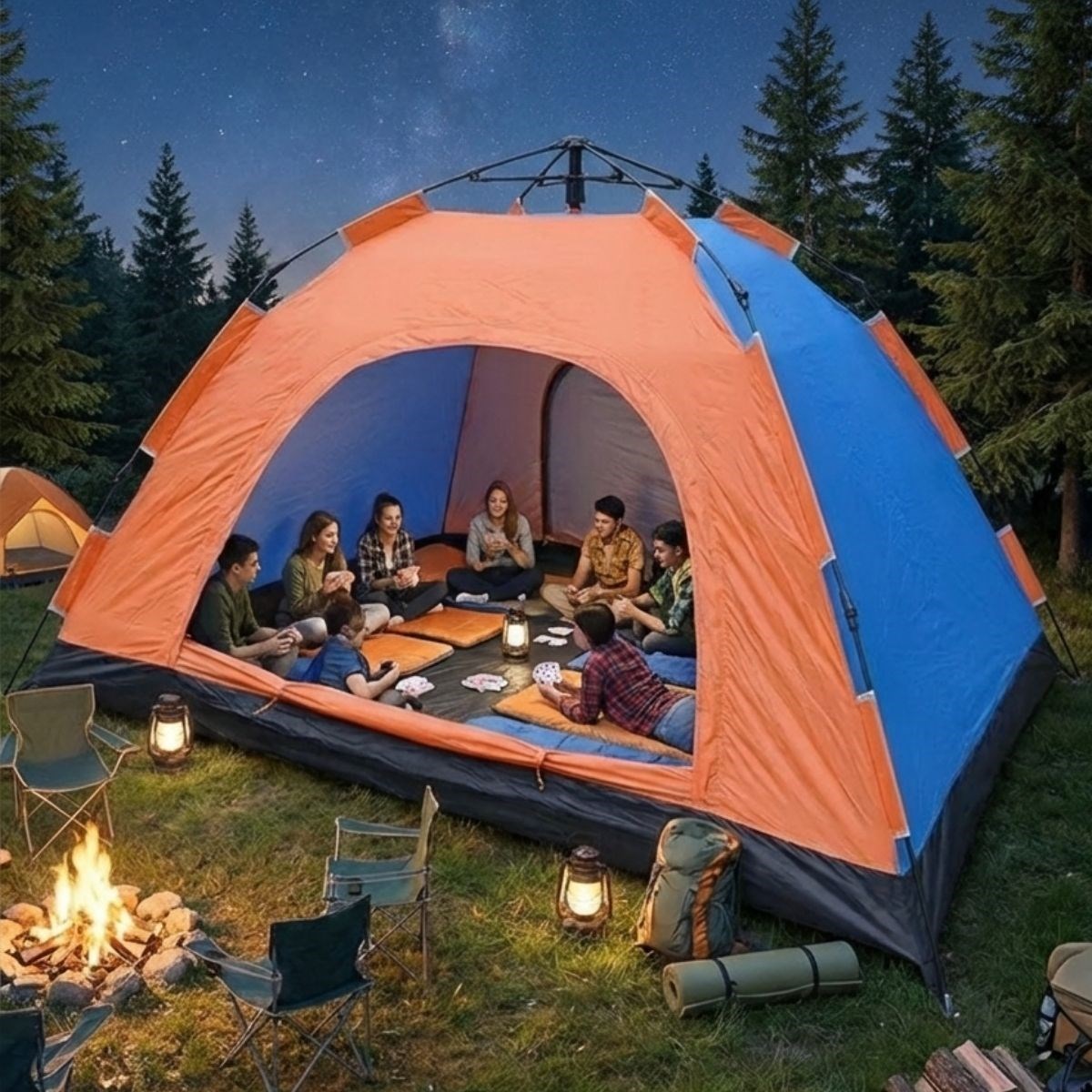 BUFFER® 10 Kişilik Otomatik Kurulum Kamp Çadırı – Outdoor , Suya Dayanıklı Hızlı Kurulum Piknik ve Doğa İçin Geniş Aile Çadırı 300x300x170 cm
