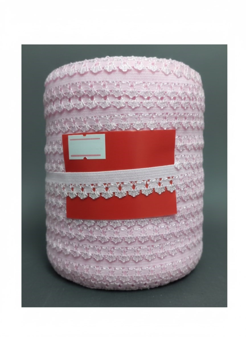 Çamaşır Lastiği Dantelli 1 Cm 1 Metre Açık Pembe