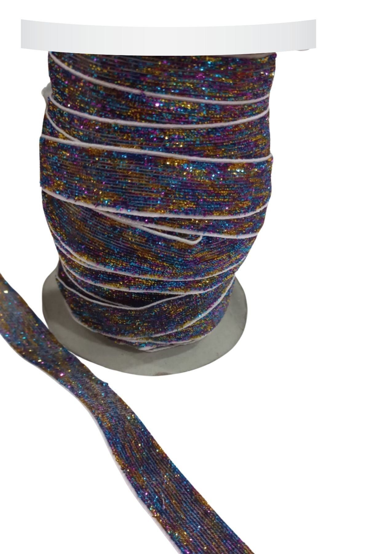 Kadife Kurdele Simli 1,5 Cm Karışık Renk 5 Metre