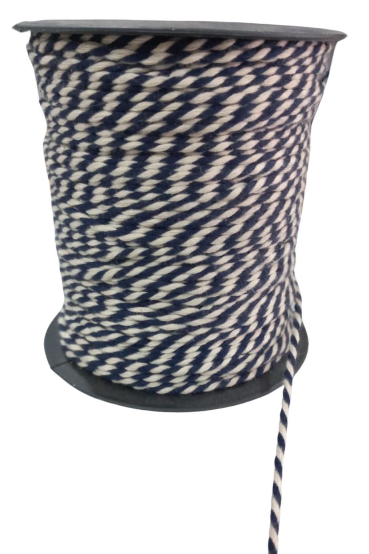 Bileklik İpi, Hediye Paketleme İpi, Şans, Bereket, Aşk, Şifa, Güç 10 Mm Pamuk  10 Metre Lacivert