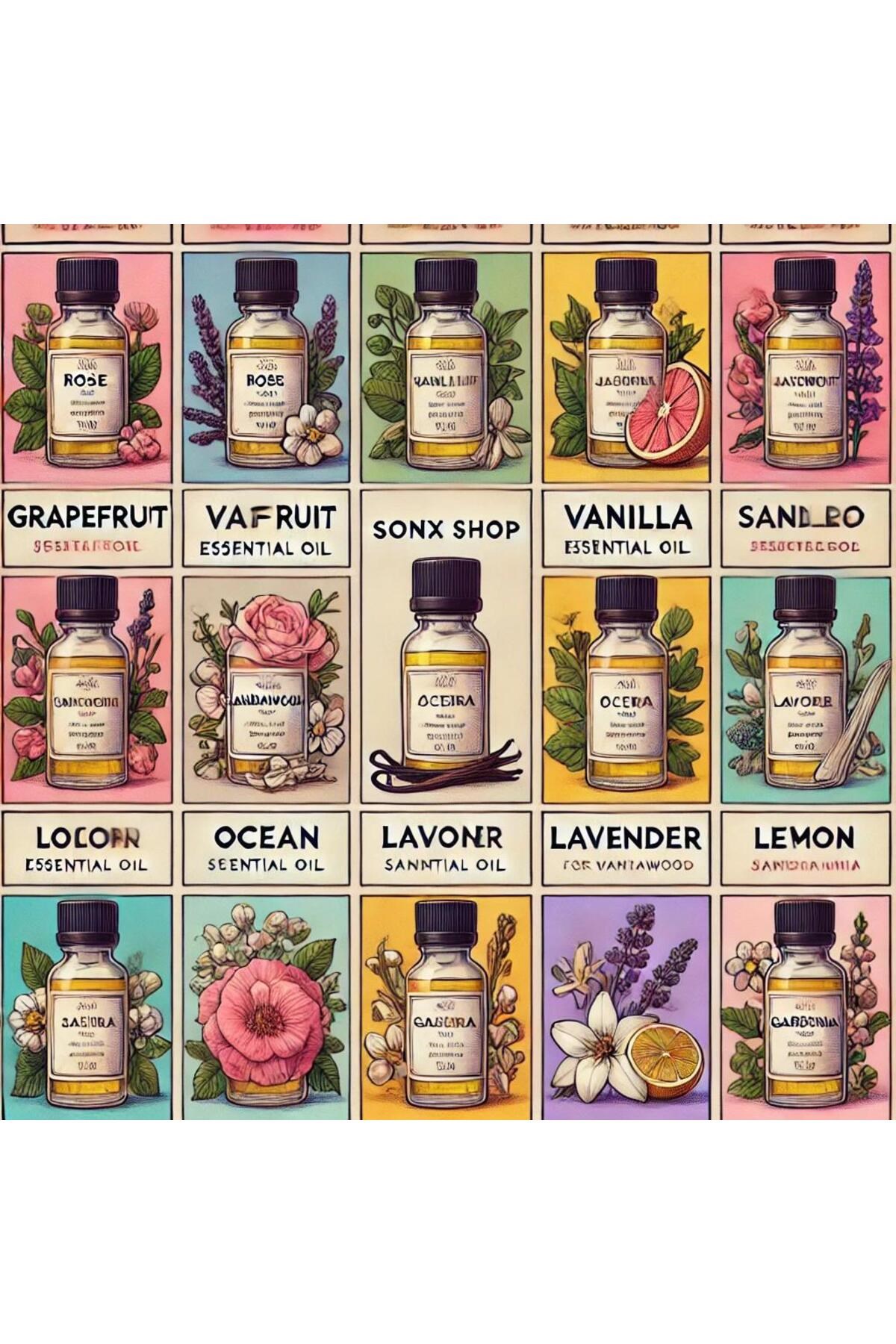 Favori 10’lu Set Esansiyel Uçucu Yağ Buhurdanlık Hava Nemlendirici Aroma Difüzörü Kokusu Esans