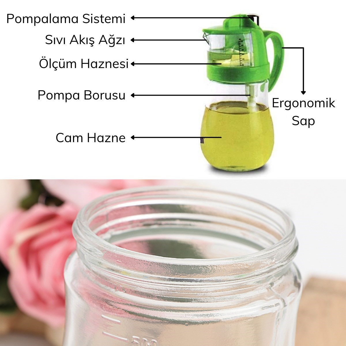 BUFFER® Ölçüm Hazneli Pompalı Yağdanlık Yağ Şişesi Sosluk Si̇rkeli̇k