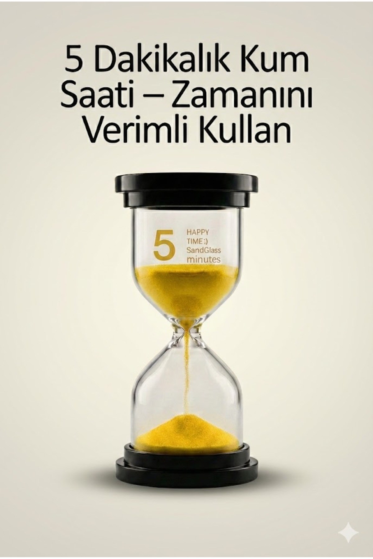 5 Dakikalık Kum Saati Zamanlayıcı – SARI Dekoratif Masa Saati 4 Renk Seçeneği