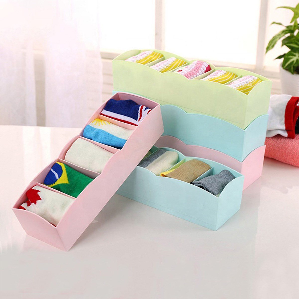 BUFFER® 5 Bölmeli Çekmece İçi Çorap Kravat Düzenleyici Organizer Aparat