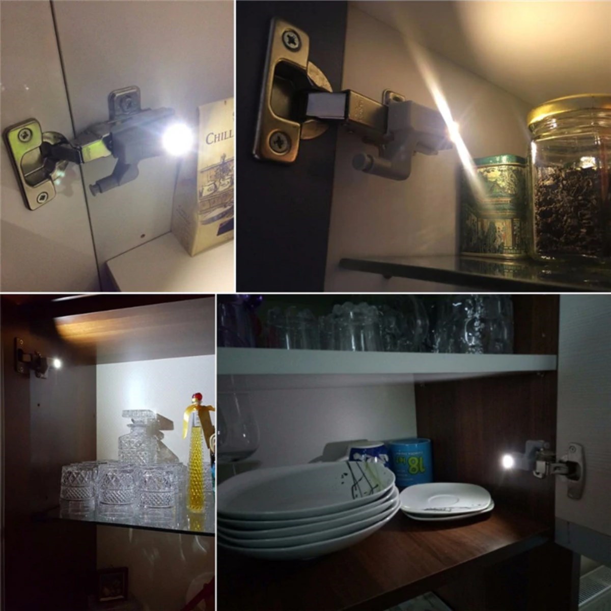 BUFFER® Gardrop Mutfak Dolap İçi Sensörlü Led Işık Aydınlatma 2li Menteşe Üstü Enerji Tasarruf Lamba