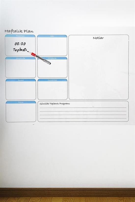 Haftalık Planlayıcı Manyetik Duvar Stickerı Takvim 100 cm x 60 cm