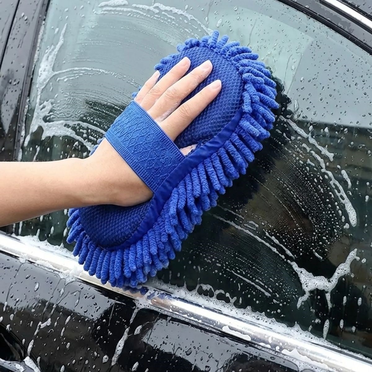 BUFFER® Mikrofiber Oto Yıkama Eldiveni – Kalın Süngerli Araç Temizleme Bezi, Araba Yıkama Eldiveni