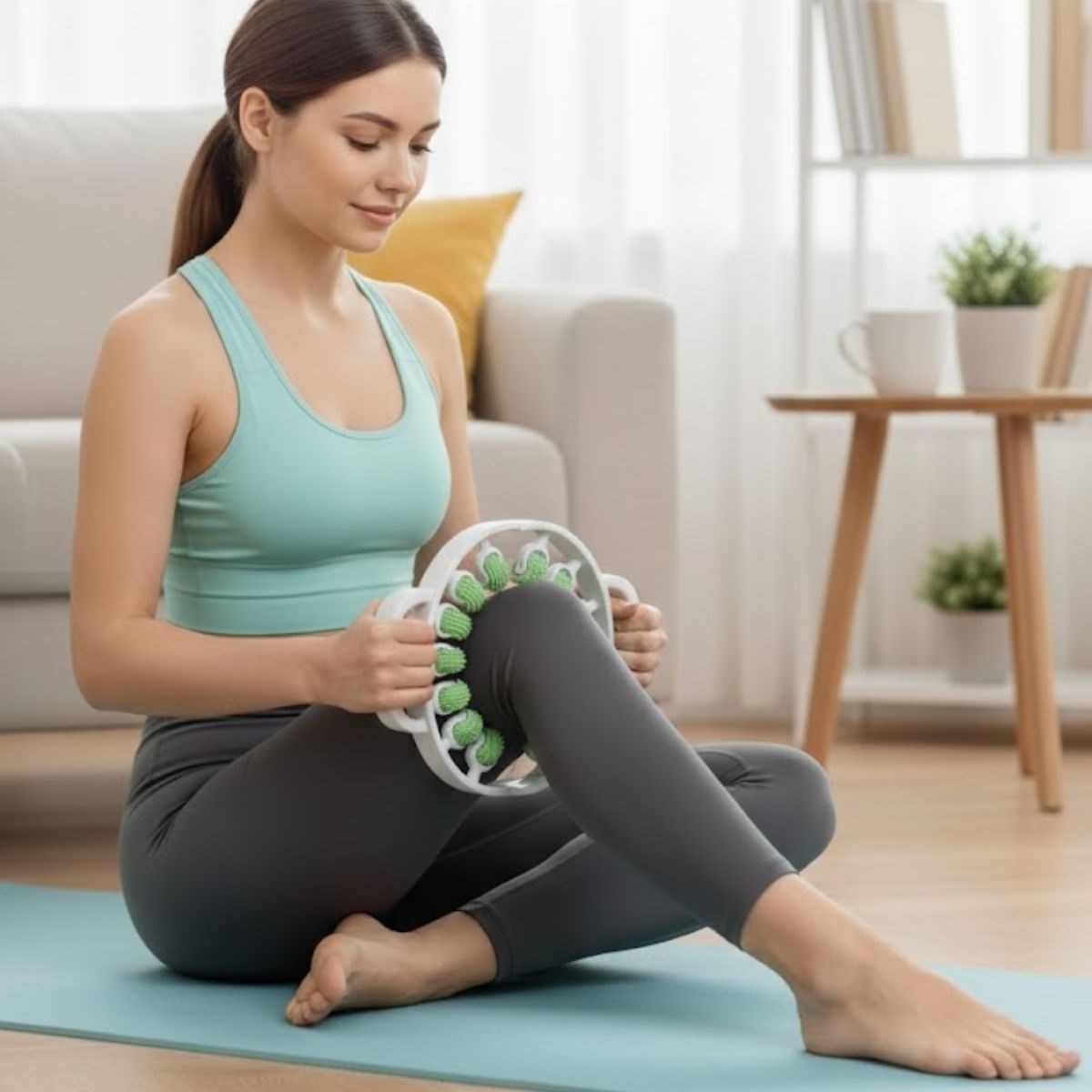 BUFFER® 12 Tekerlekli Ayarlanabilir Bacak,Bel ve Kol Masaj Aleti – 360° Tam Daire Derin Doku Kas ve Lenfatik Masaj Silindiri