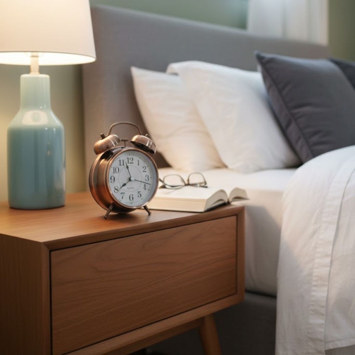 BUFFER® Nostaljik Çalar Saat – Retro Tasarım, Sessiz Akan Mekanizma, Yüksek Sesli Alarm, Masa ve Komodin İçin Dekoratif Saat