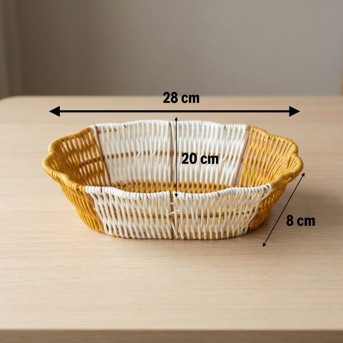 BUFFER® Oval Çift Renkli Plastik Rattan Ekmek ve Meyve Sepeti - Çok Amaçlı Banyo ve Mutfak Düzenleyici - Yıkanabilir Dekoratif Tezgâh Üstü Organizer