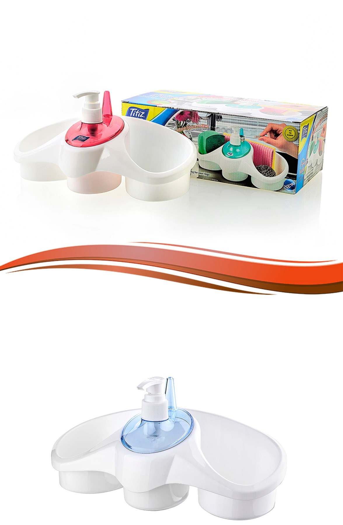BUFFER® Sünger ve Deterjan Hazneli Lavabo Düzenleyici Sabunluk Organizer