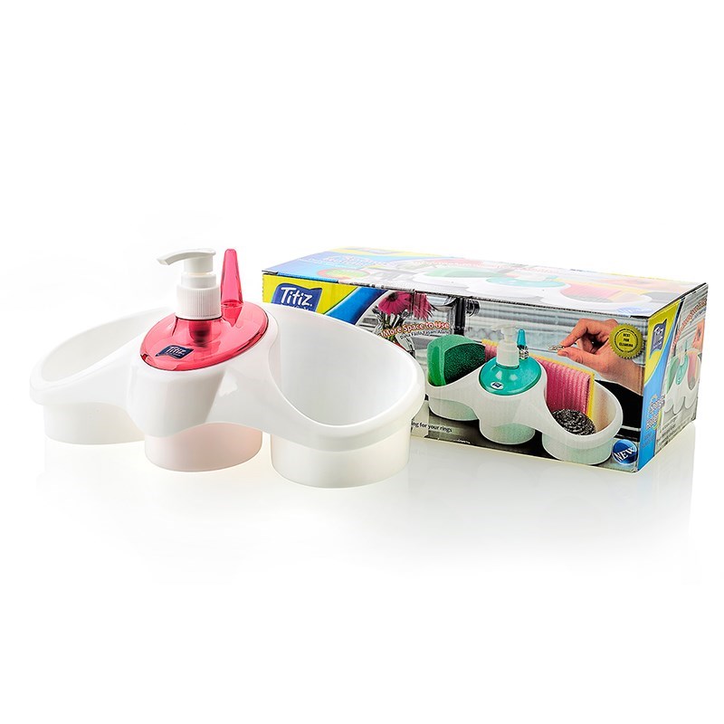 BUFFER® Sünger ve Deterjan Hazneli Lavabo Düzenleyici Sabunluk Organizer