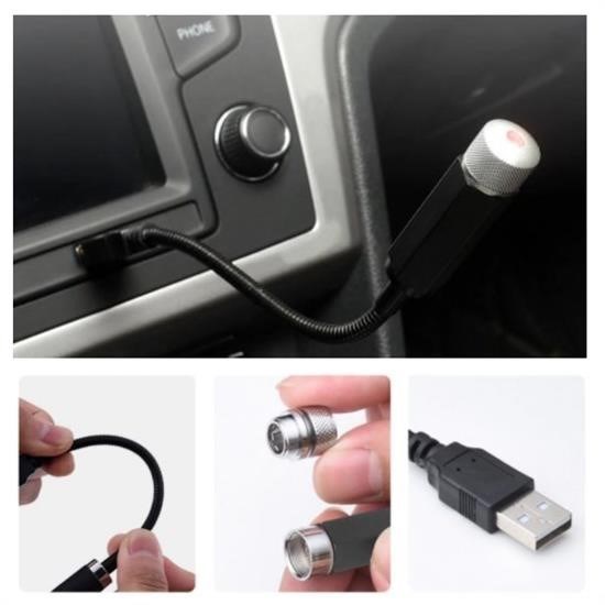 BUFFER® Kırmızı Ayak Altı Tavan Led Araç içi Aydınlatma Oto Araba İç Disko Ayarlanır USB Lamba Işık