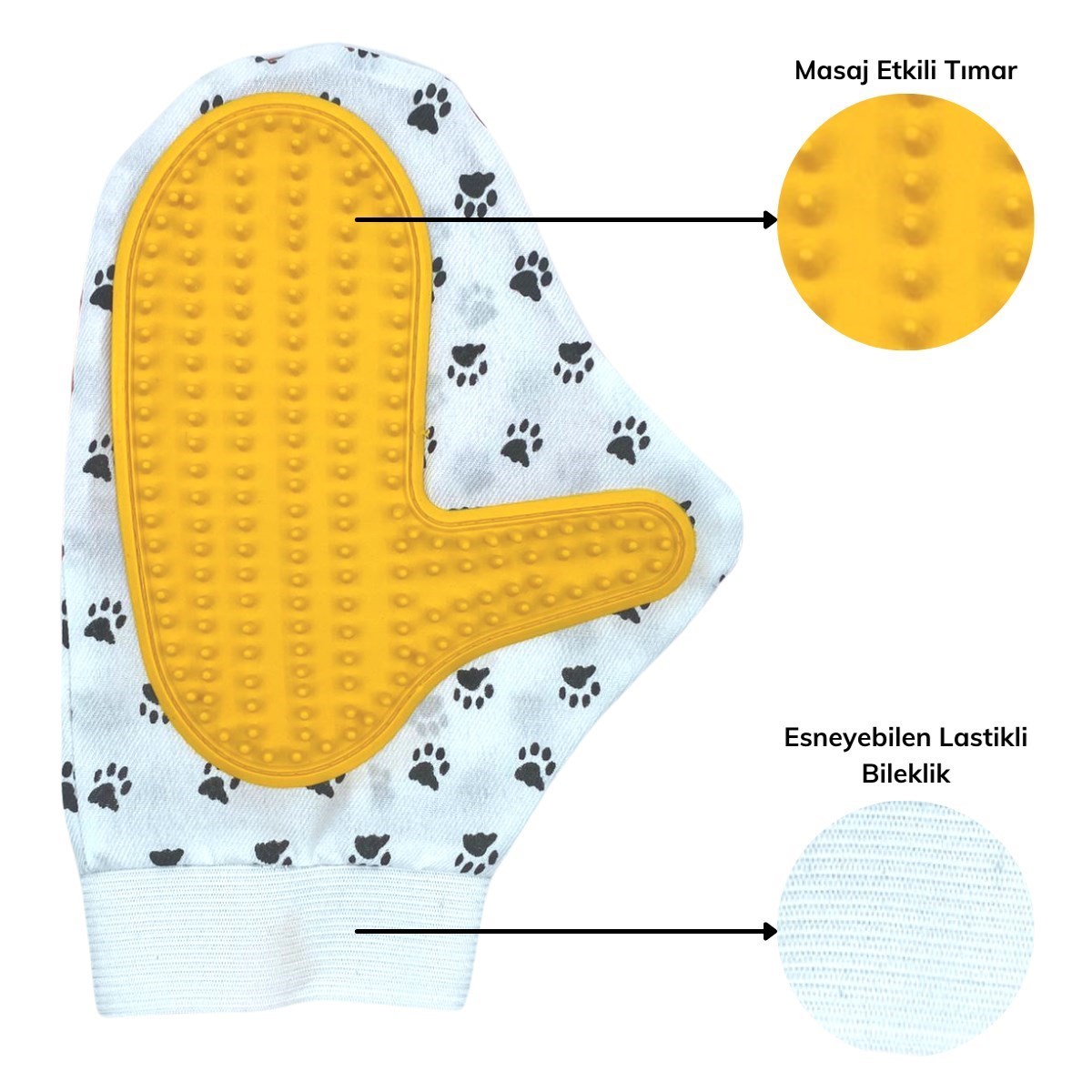 BUFFER® Kedi Köpek Yıkama Tüy Açıcı Düğüm Çözücü Plastik Tımar Masaj Eldiveni El Fırçası