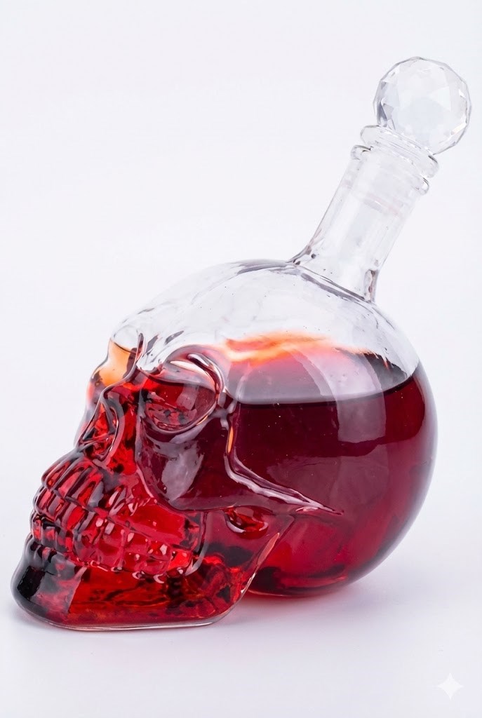 Crystal Head Kuru Kafa Cam Şişe  Hediyelik Sürahi (350 ML)