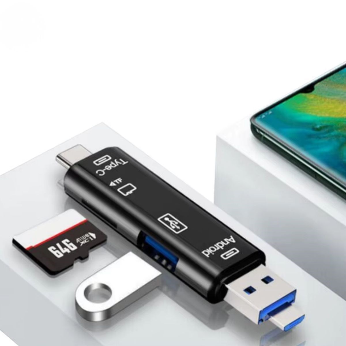 BUFFER® 5 In 1 Çok Fonksiyonlu USB 2.0 Micro Sd Kart Okuyucu - Usb/micro Usb/type-C Çıkışlı, Otg Çevirici