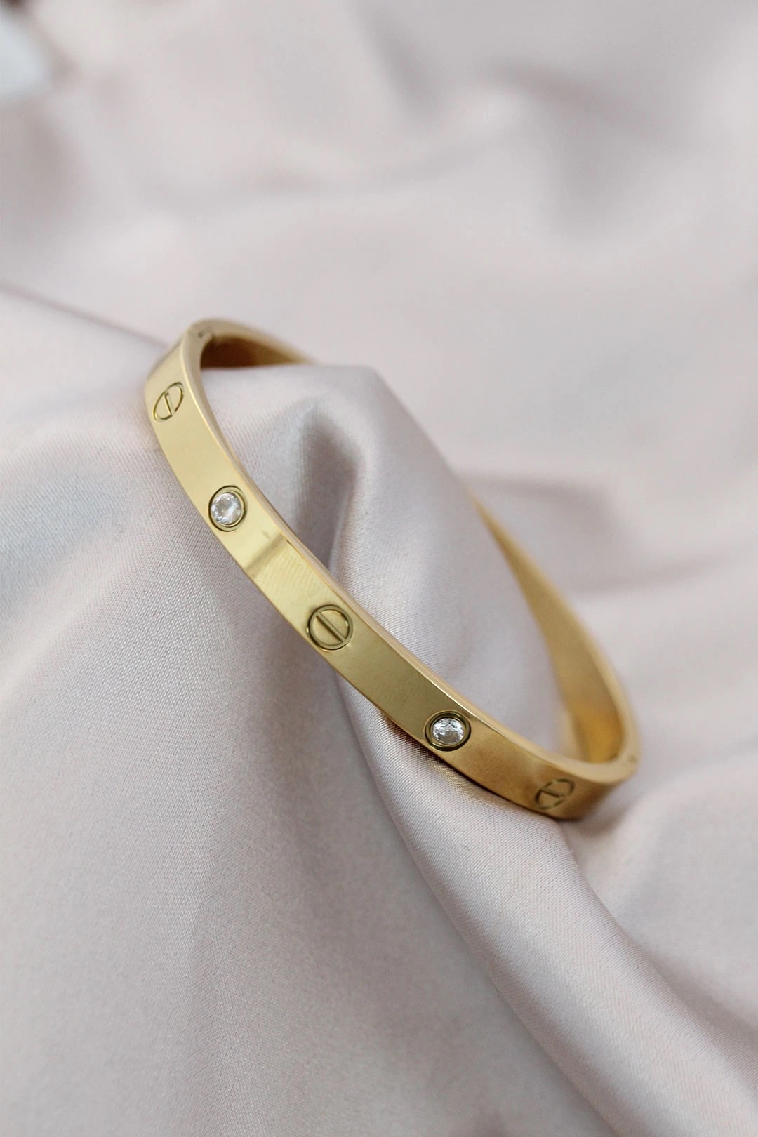 Mey İthalat® 316L Çelik Gold Renk Zirkon Taşlı Bileklik