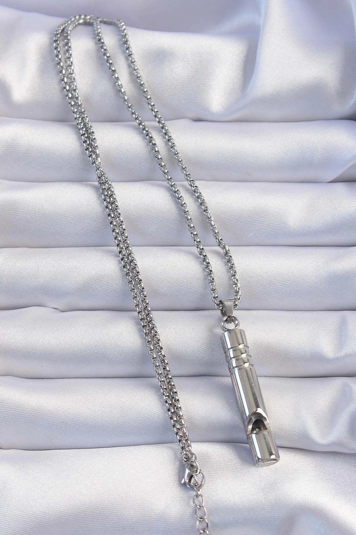 Mey İthalat® Acil Durum Düdüğü 316L Çelik Kararma Yapmaz Yüksek Desibel Kolye Unisex