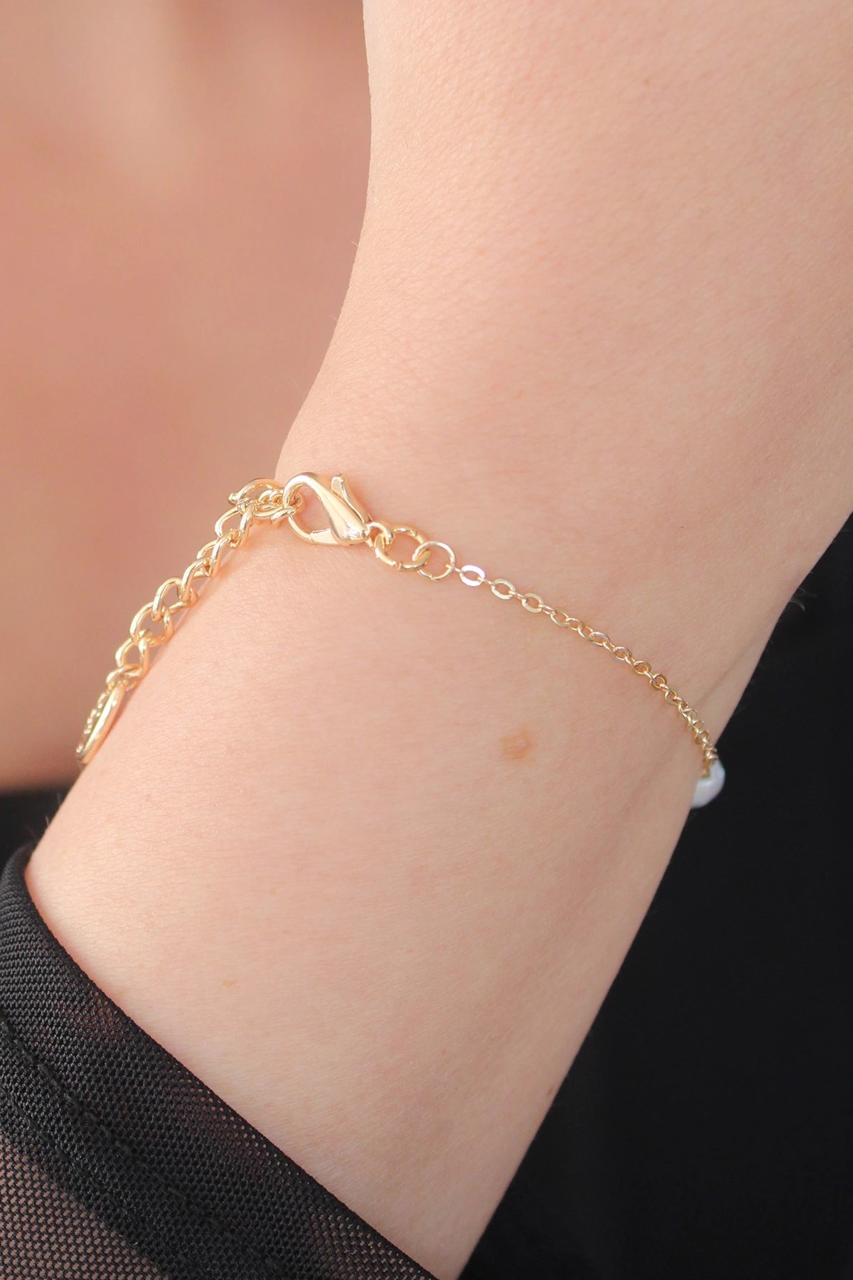 Mey İthalat® Gold Renk İnci Boncuk Model Kadın Bileklik