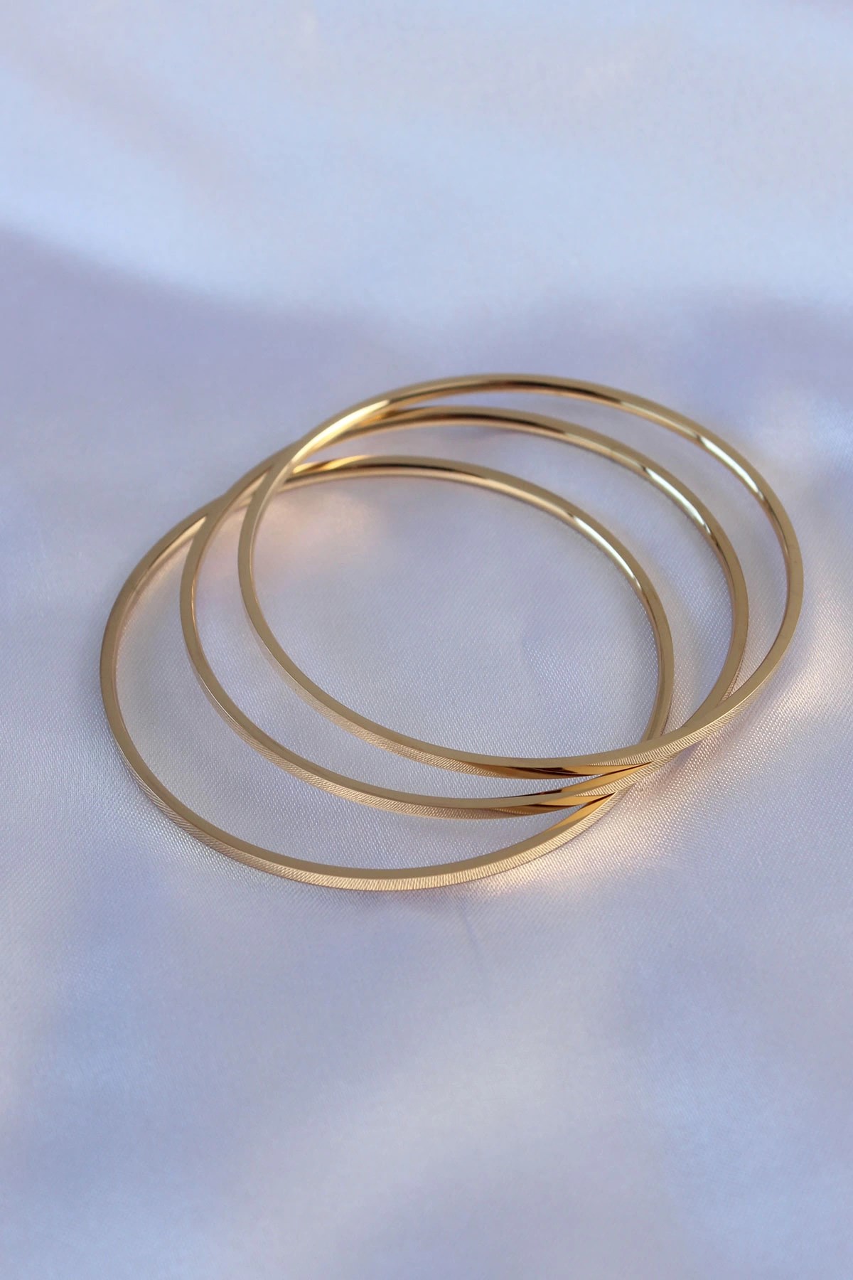 Mey İthalat® 316L Çelik Gold Renk 3’lü Ajda Model Kadın 60 mm Bilezik