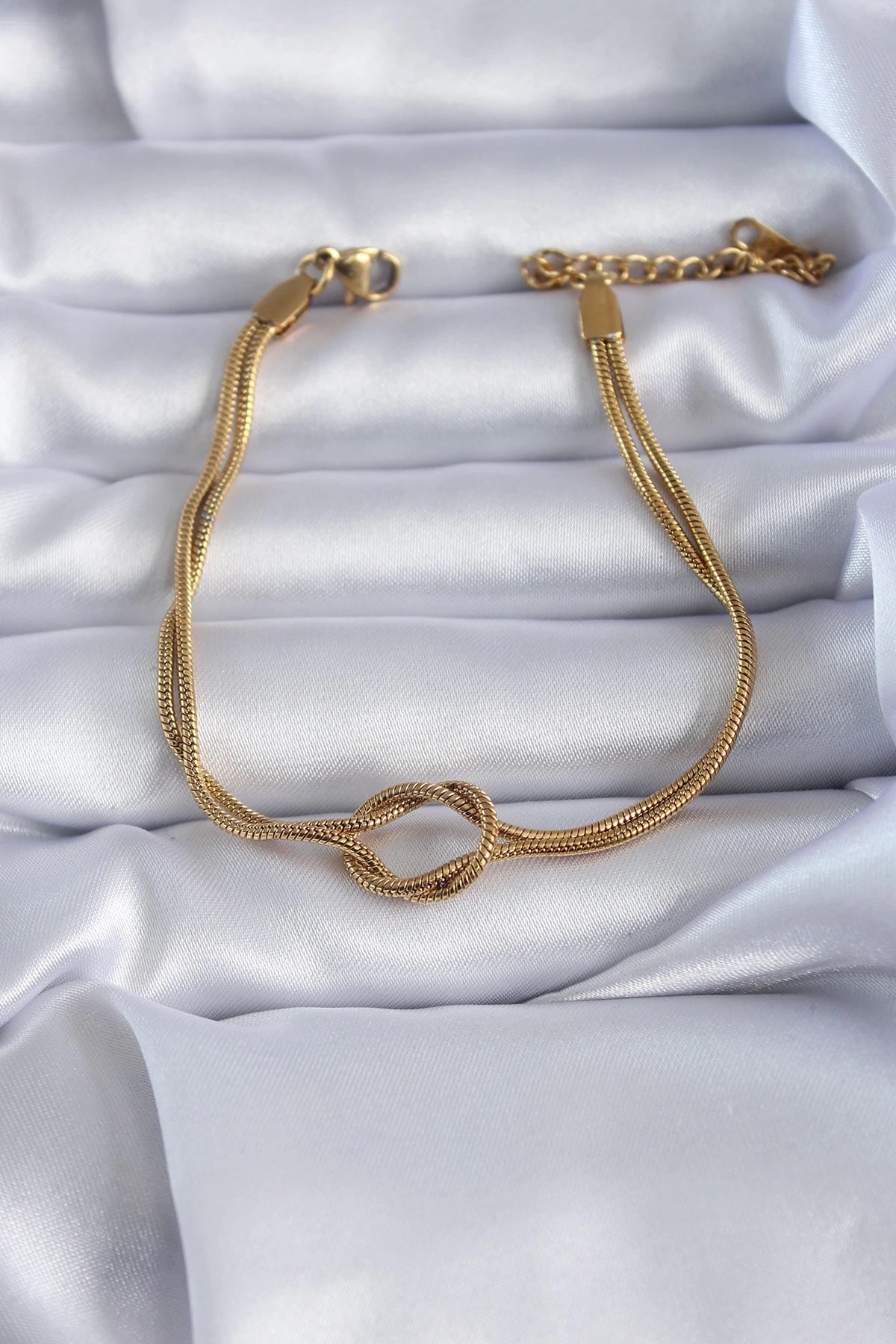 Mey İthalat® 316L Çelik Gold Renk Düğüm Model Kadın Bileklik