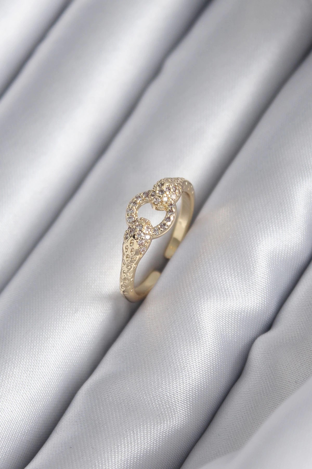 Mey İthalat® Pirinç Gold Renk Zirkon Taşlı Yılan Model Kadın Yüzük