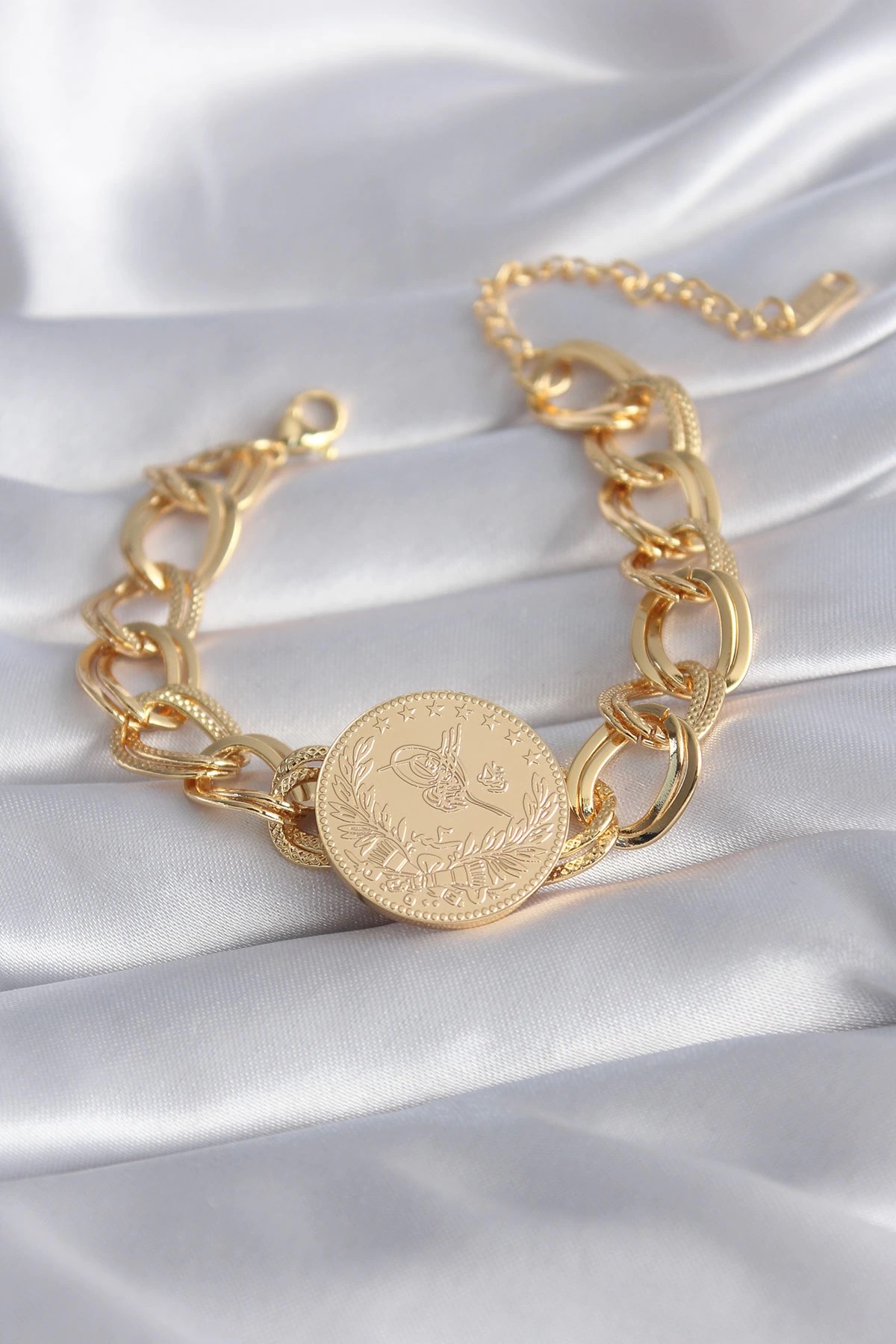 Mey İthalat® 316L Çelik Gold Renk Reşat Altın Model Samanyolu Kadın Bileklik