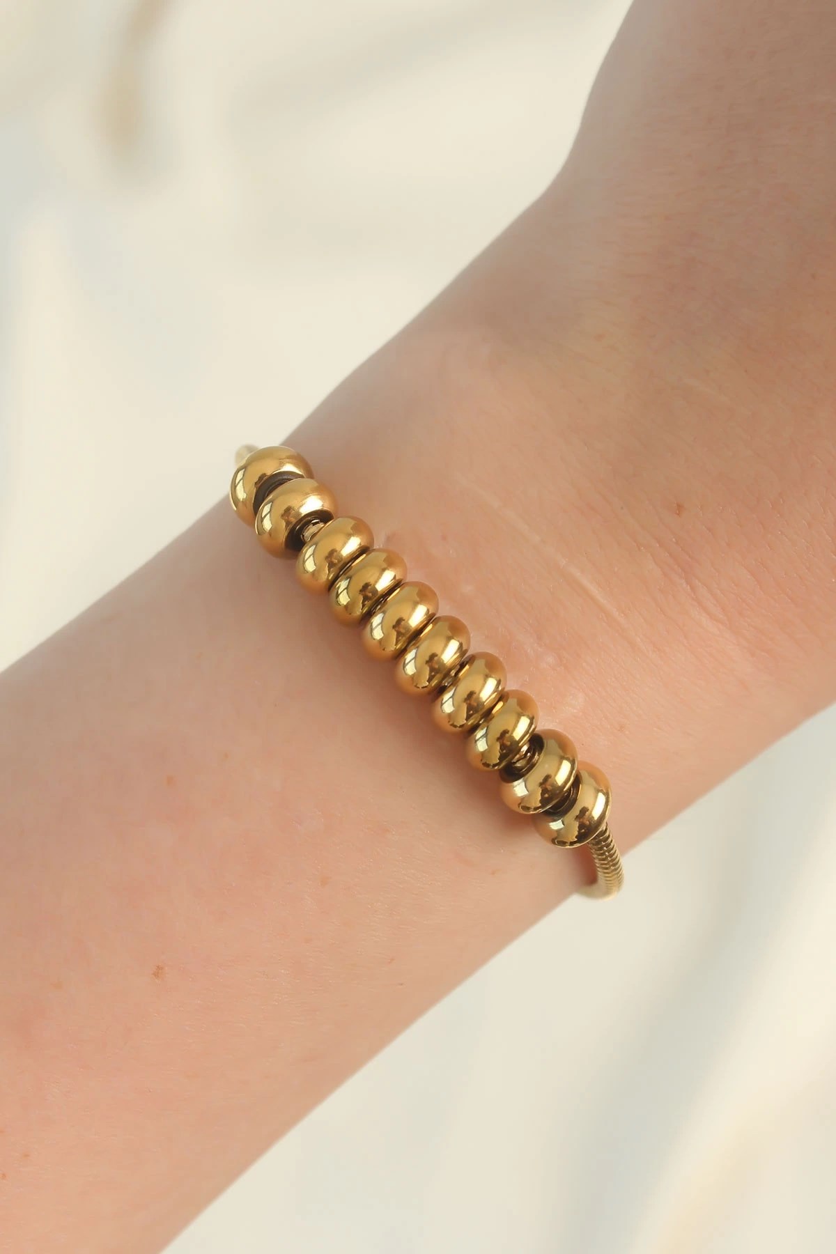 Mey İthalat® 316L Çelik Gold Renk Oval Figürlü Bileklik