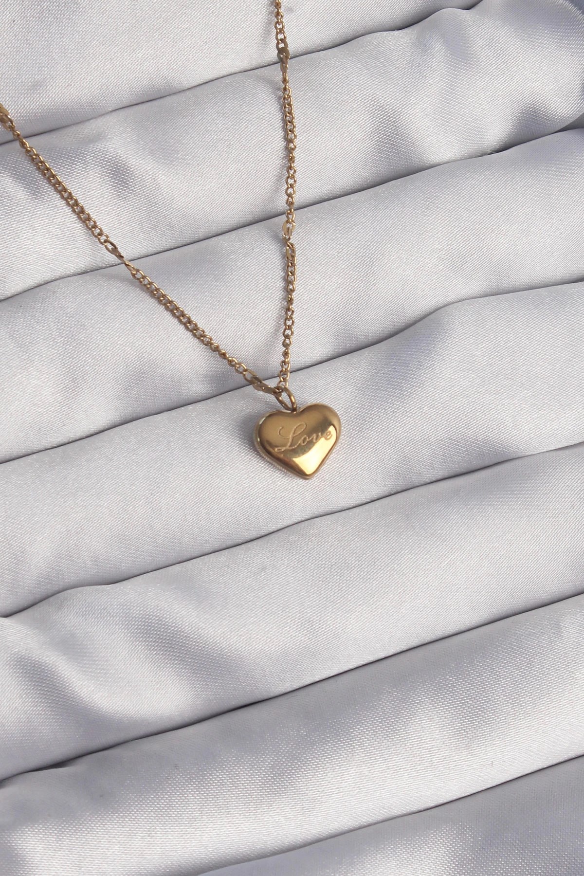 Mey İthalat® 316L Çelik Gold Renk Kalp Model Love Kolye