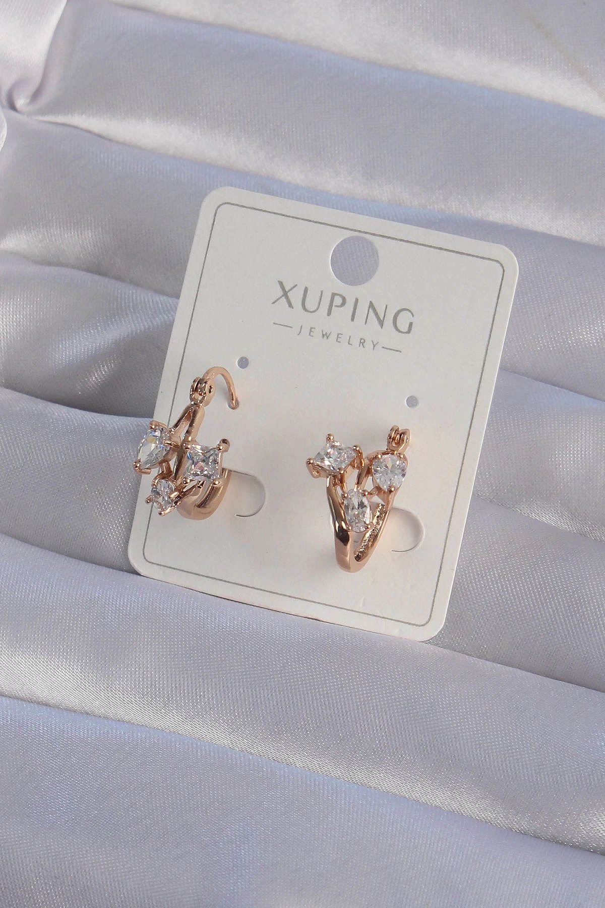 Mey İthalat® XUPİNG Rose Renk Zirkon Taşlı Halka Küpe
