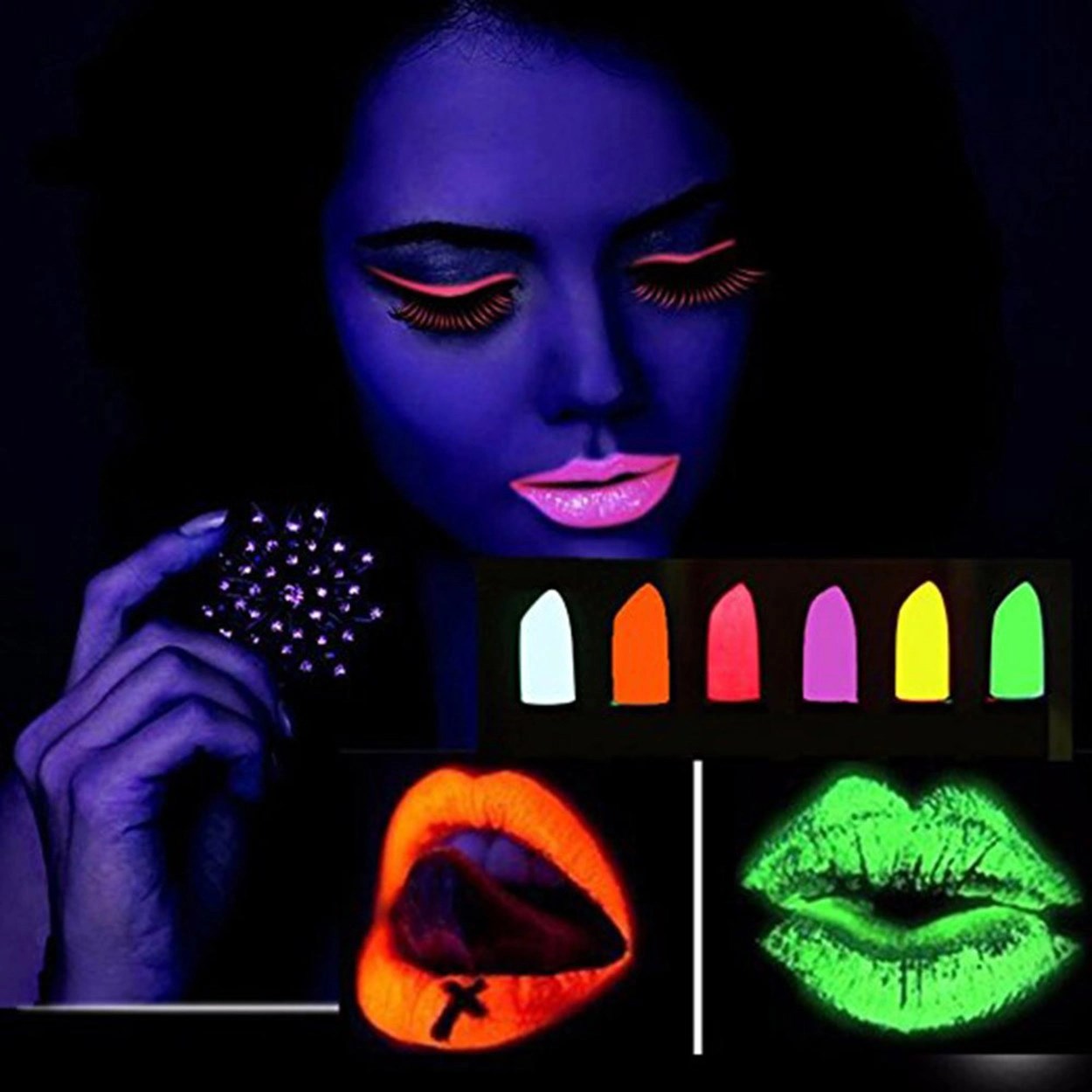 Mey İthalat® GlowPaint 6’lı Neon Boya – UV Işıkta Parlayan Makyaj Seti