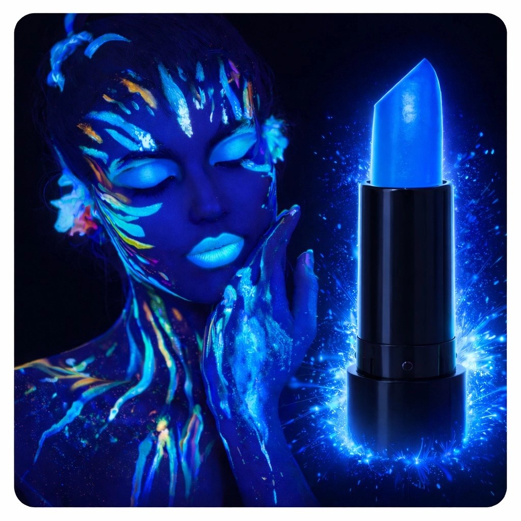 Mey İthalat® UV Neon Mavi Ruj – Karanlıkta Parlayan Makyaj Boyası