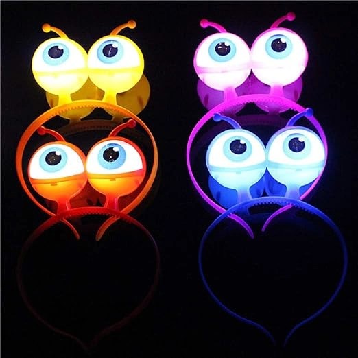 Mey İthalat® Rengarenk 3 Farklı Fonksiyonda Yanan Led Işıklı Uzaylı Göz Taç 1 Adet 18x12 cm