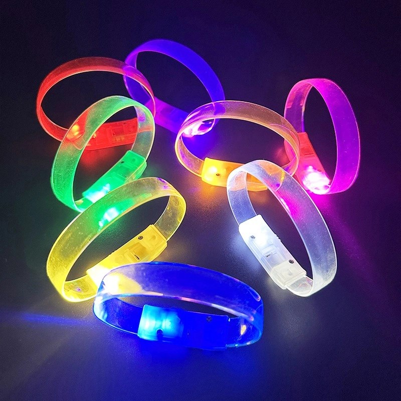 Mey İthalat® 3 Modlu Pilli LED Işıklı Esnek Parti Bilekliği Mavi