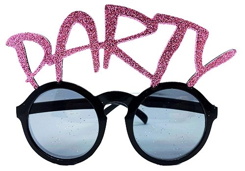 Mey İthalat® Party Yazılı Simli Pembe Renk Parti Gözlüğü 15x7 cm