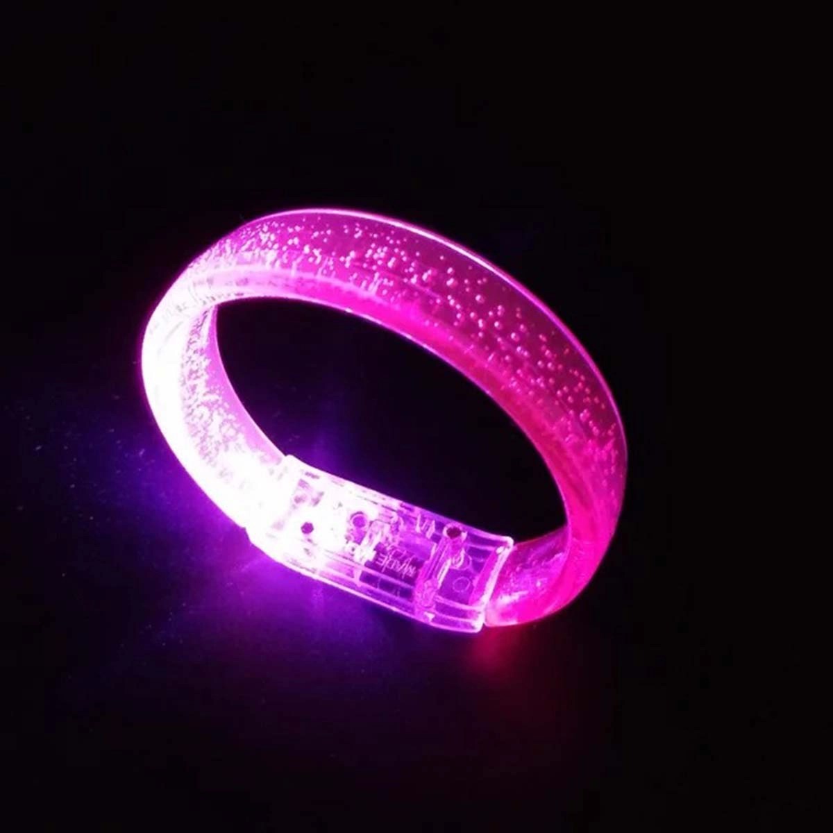 Mey İthalat® Pembe Led Işıklı Baskı Yapılabilen Pilli Bileklik Bilezik 1,5 cm Genişlik