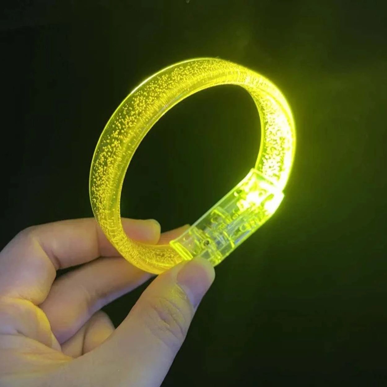 Mey İthalat® Sarı Led Işıklı Baskı Yapılabilen Pilli Bileklik Bilezik 1,5 cm Genişlik