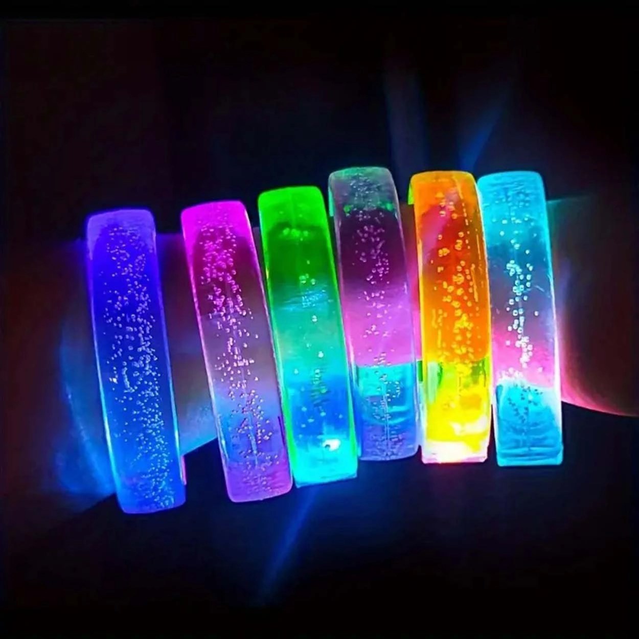 Mey İthalat® Yeşil Led Işıklı Baskı Yapılabilen Pilli Bileklik Bilezik 1,5 cm Genişlik