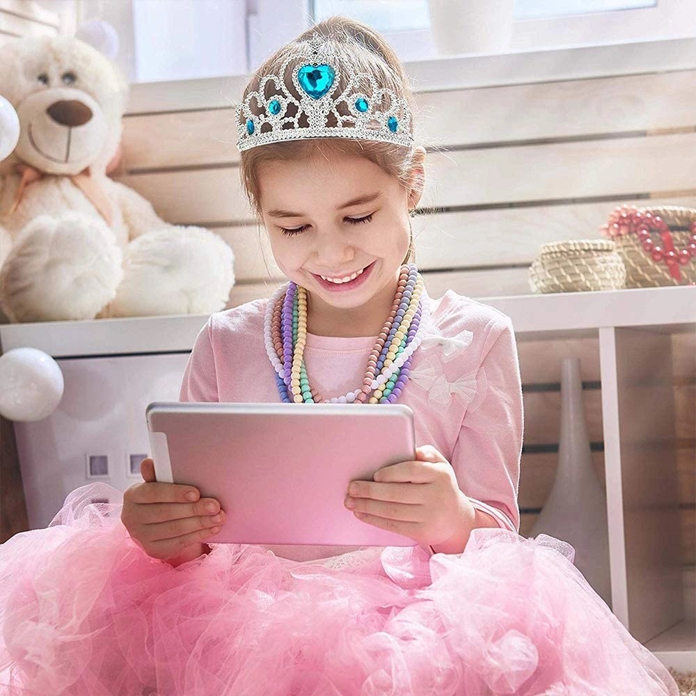 Mey İthalat® Karlar Ülkesi Mavi Kalpli Taşlı Elsa Tacı