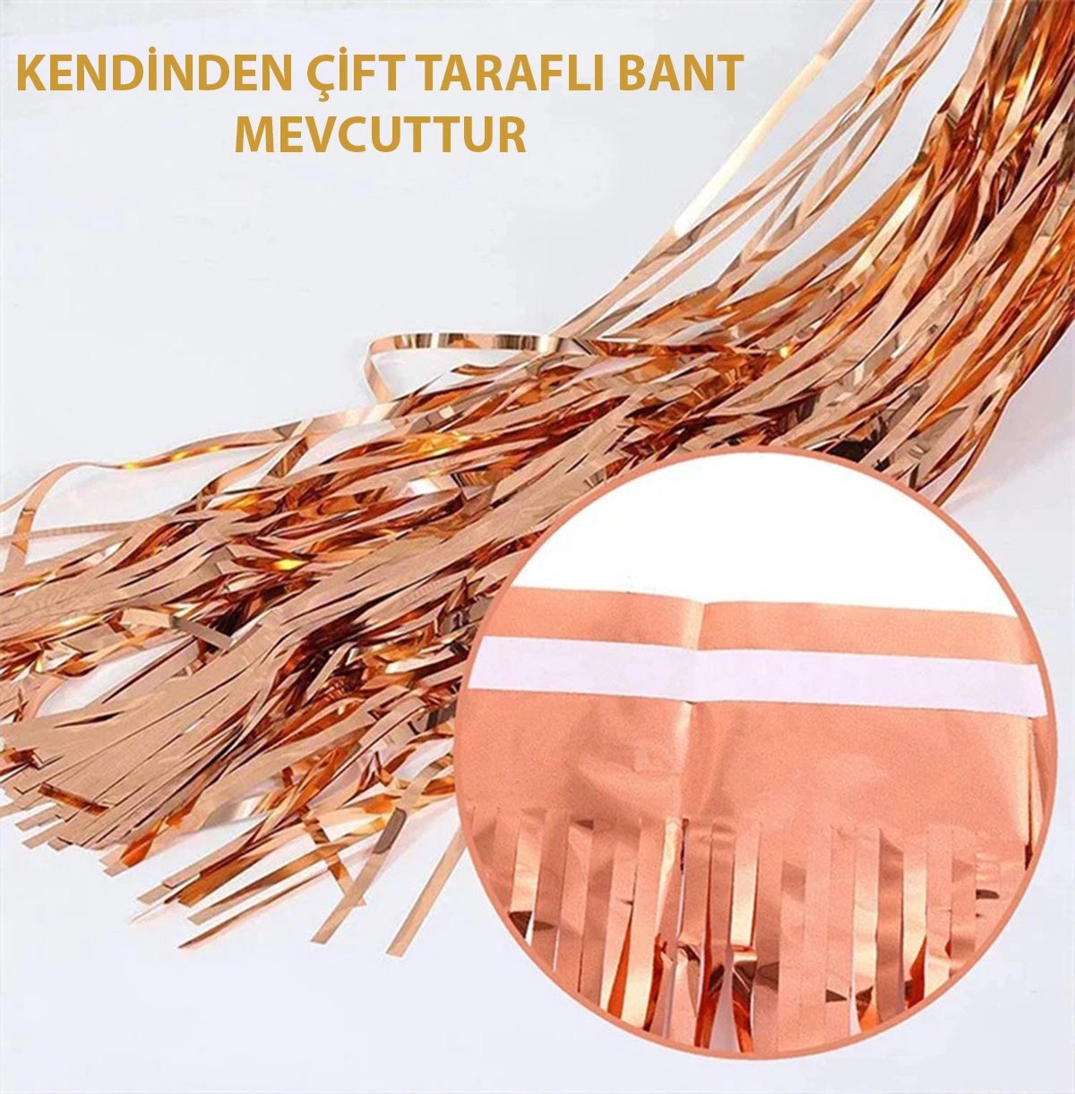 Mey İthalat® Rose Gold Püsküllü Kapı Perdesi - Parti, Bekarlığa Veda, Doğum Günü 1x2 m
