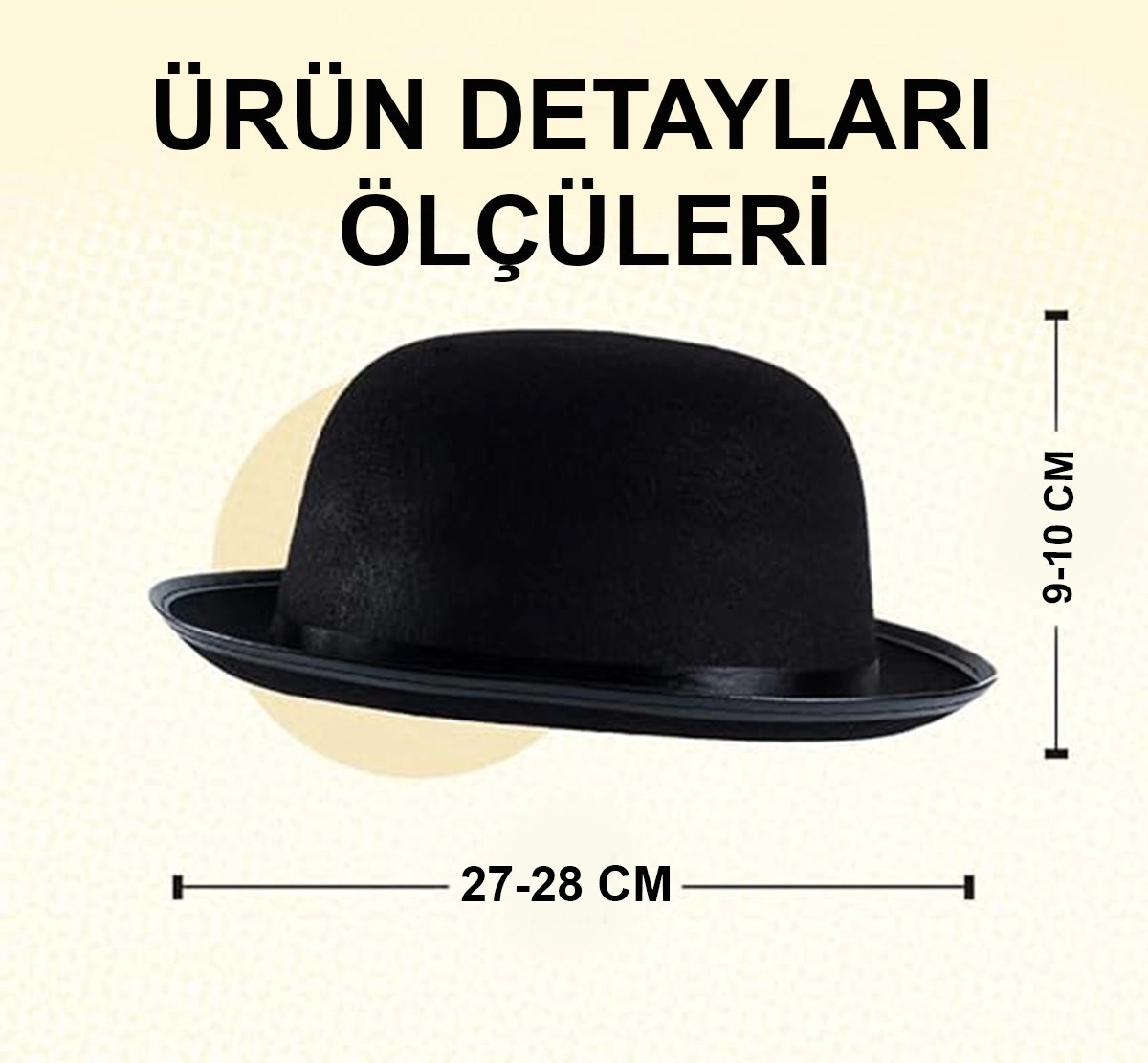Mey İthalat® Charlie Chaplin Stil Çocuk Şapkası – Siyah Melon Parti Şapkası
