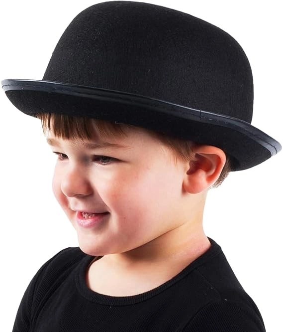 Mey İthalat® Charlie Chaplin Stil Çocuk Şapkası – Siyah Melon Parti Şapkası