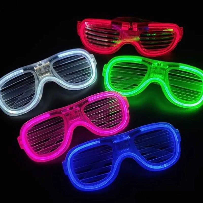 Mey İthalat® Glow Model Led Işıklı Parti Gözlüğü 3 Modlu 5 Renk 5 Adet