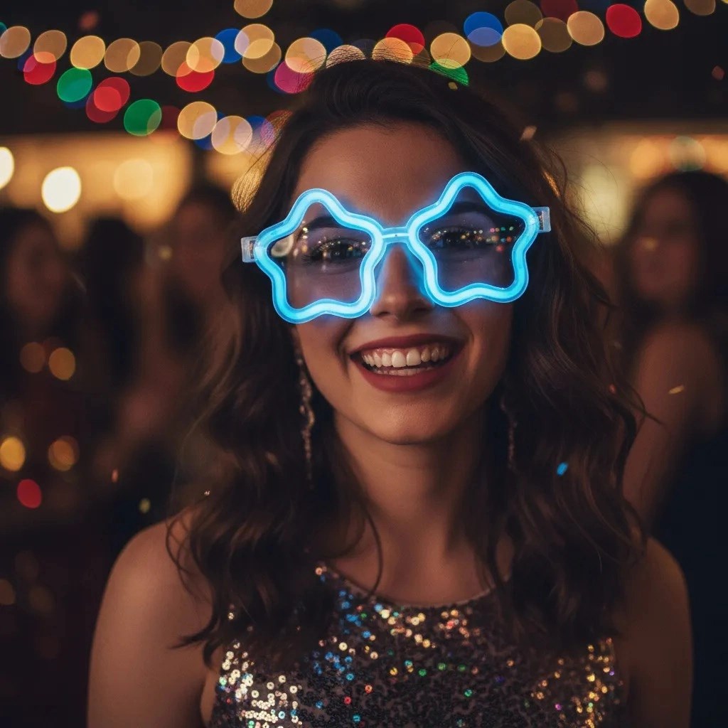 Mey İthalat® 12 Adet Yıldız Glow Gözlük – Glow Partisi ve Etkinlik İçin