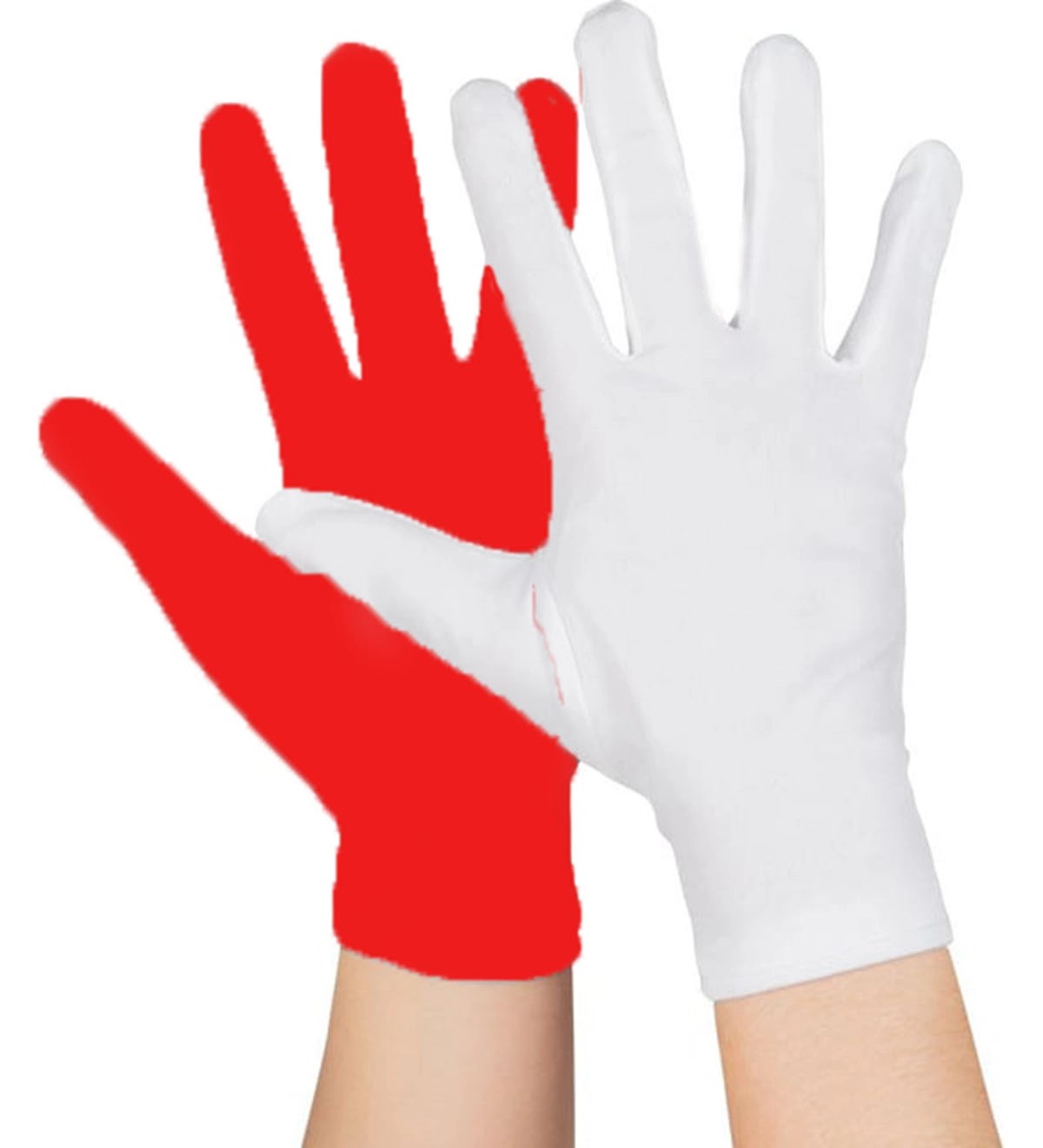 Mey İthalat® Gösteriler İçin 1 Çift Kırmızı Beyaz Pandomim Eldiveni Çocuk Boy