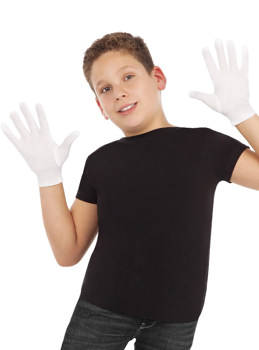 Mey İthalat® Beyaz Renk Çocuk Boy Likralı Pandomim Eldiveni
